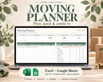 Verhuisplanner (spreadsheet voor Excel en Google Sheets), inpaklijst en budgettracker