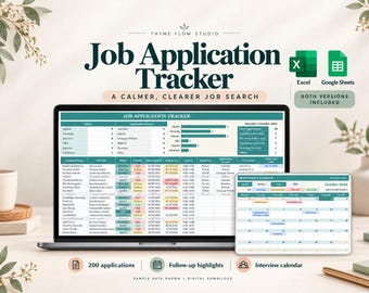Sollicitatietracker voor Excel en Google Sheets, interviewkalender en follow-upplanner