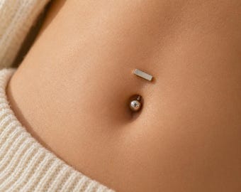 Minimalist Bauch Ring 925 Sterling Silber - Bar Nabel Piercing, schlichte zierliche Bauchnabel Ring, hypoallergen Damen Schmuck