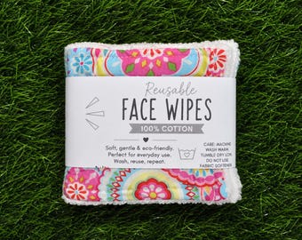 Reusable Facial Wipes Set of 5 | Washable Cotton Makeup Remover Pads | Eco Friendly Face Wipes | Zero Waste Skincare | Reusable Cotton Round
