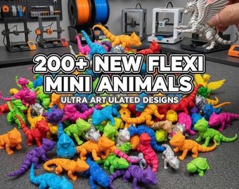 200+Articulated Mini Animals STL Bundle Flexi Animals Megapack Cute Mini 3D Models Printable 3D Toys Flexible Articulated Animals