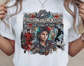 Michael Jackson King of Pop Halftone T-Shirt Design (Digital Download)