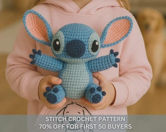 Cute Disney Lilo Stitch Crochet Pattern, Easy Knit Amigurumi PDF Download