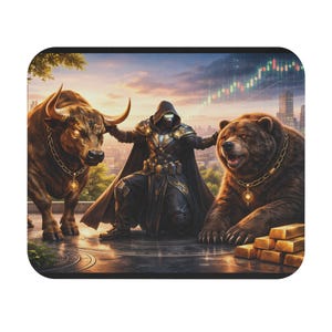 Bull and Bear Trader Musmatta | Hoodie Trader, Guldtackor, Aktiediagram