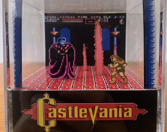 de diorama Castlevania Papercraft | Scène 3D de boîte d'ombre | Décoration de jeu vidéo imprimable | Maquette en papier pour bricolage | Cadeau pour joueur PDF