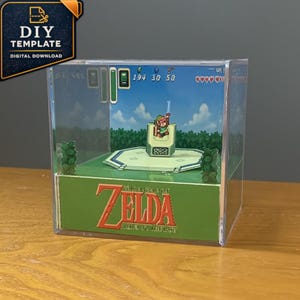 Legend of Zelda Master Sword Papercraft Diorama Template | 3D Shadow Box Scene | Printable Video Game Decor | DIY Paper Model Kit