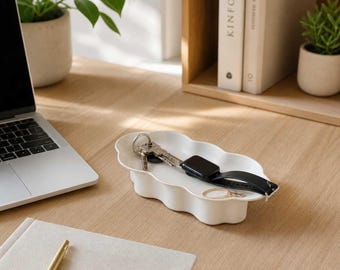 Cloud Tray for Keys, Jewelry, Small Objects – White Matte Organizer