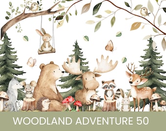 50 Boho Wald Illustrationen, Wald Abenteuer PNG, Wald Abenteuer PNG