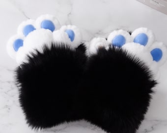 Fluffy Cat Paw Gloves, Kawaii Faux Fur Cosplay Mittens, Cartoon Costume Accessories