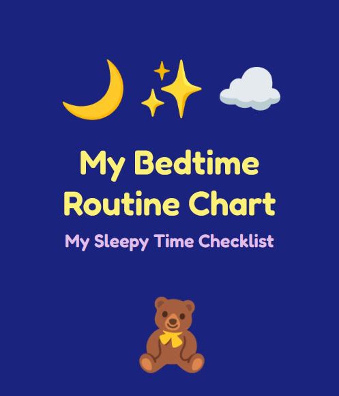 Kids Bedtime Routine Chart Printable | Sleepy Time Checklist | Weekly ...