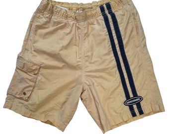 Abercrombie & Fitch Mens Vintage Cargo Board Shorts Tan Navy Stripe Size S