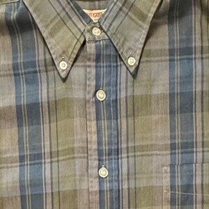 Vintage McGregor Million Mile Scotset Plaid ButtonDownShirt Olive Blue 16 L 16.5 image 7