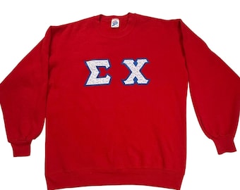 Vintage Jerzees Super Sweats Sigma Chi Fraternity Sweatshirt Red XL Made in USA
