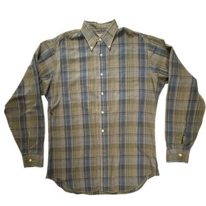 Vintage McGregor Million Mile Scotset Plaid ButtonDownShirt Olive Blue 16 L 16.5 image 1