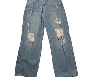 Hollister High Rise Vintage Baggy Jeans i Ljustvätt, Stretch, 5R W27 L31