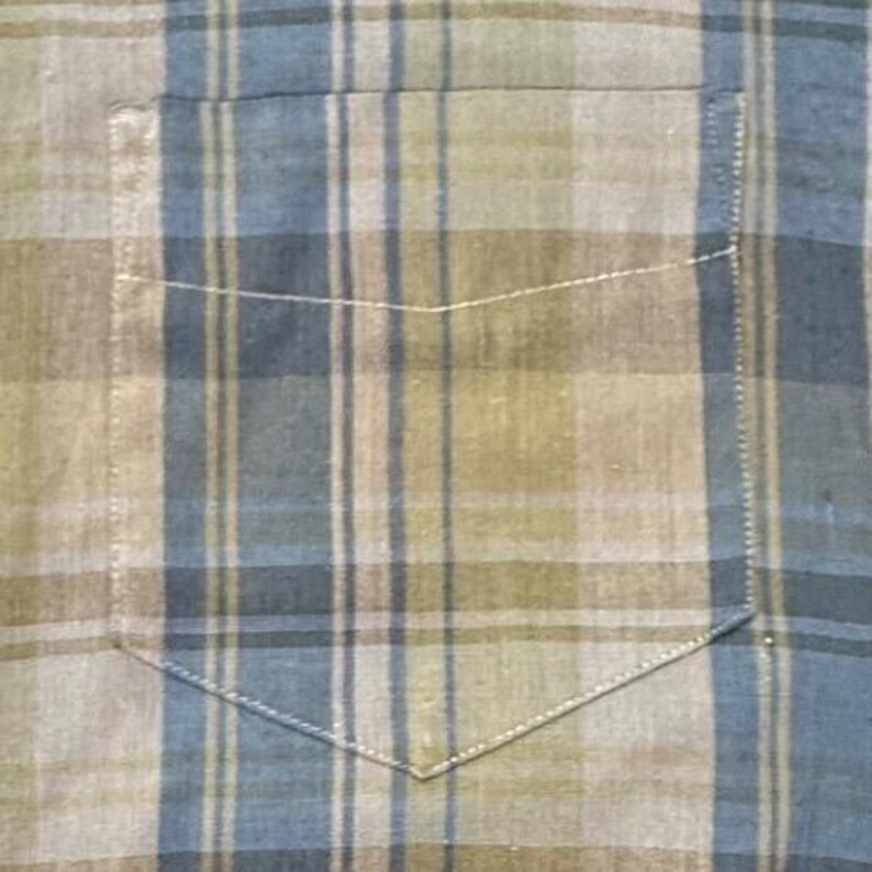 Vintage McGregor Million Mile Scotset Plaid ButtonDownShirt Olive Blue 16 L 16.5 image 4