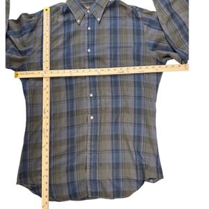Vintage McGregor Million Mile Scotset Plaid ButtonDownShirt Olive Blue 16 L 16.5 image 5