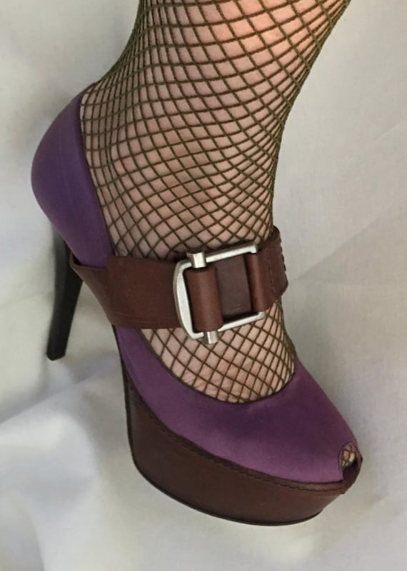 Marni, Marni, Purple Satin Buckle Top Platform Stilettos