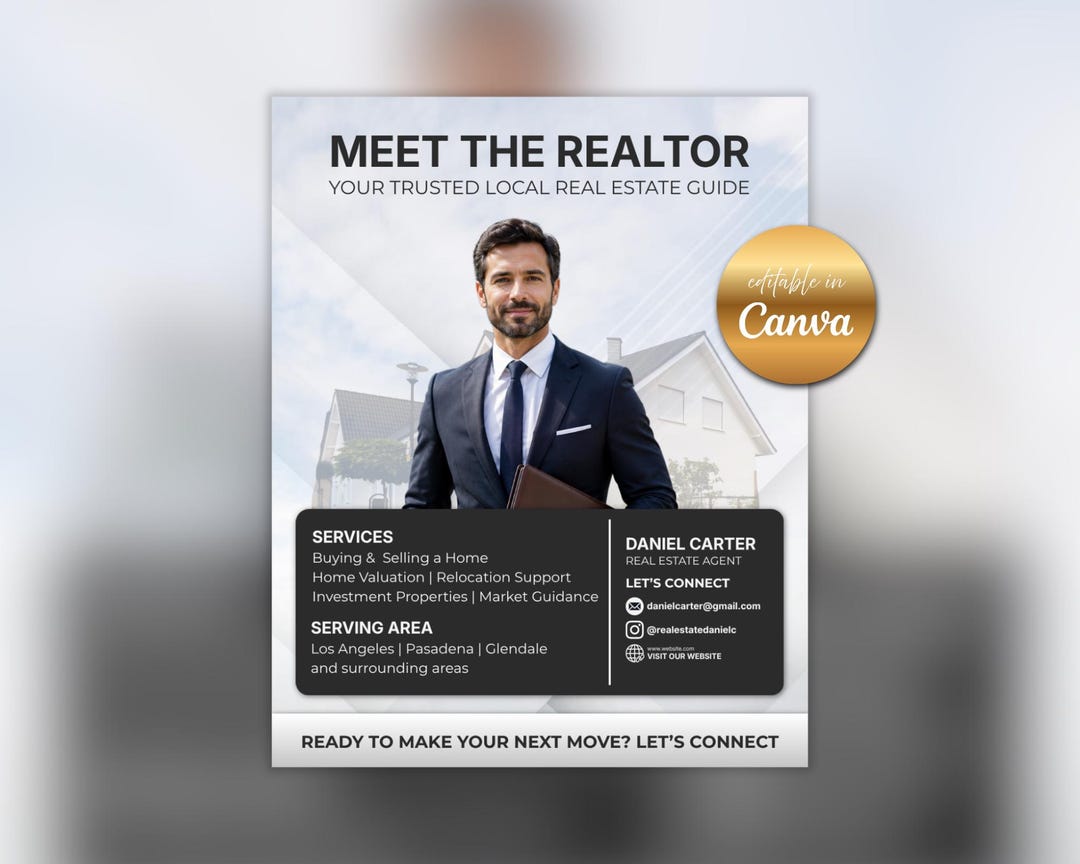Real Estate Agent | New Agent Introduction Flyer | Realtor Marketing ...