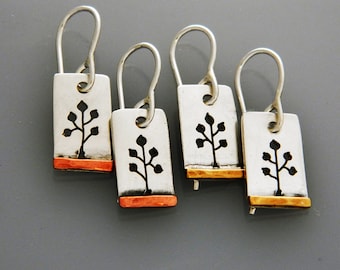 Mixed metal jewelry, mixed metal tree earrings, nature jewelry "Little Aspens" earrings