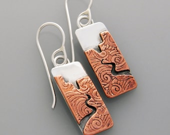 Mixed metal jewelry "Copper Canyons" landscape jewelry