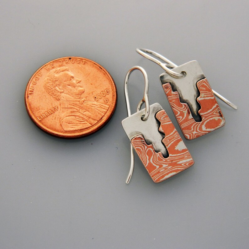 Mixed metal jewelry Little Canyons mokume earrings image 4