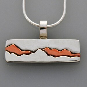 Mixed metal jewelry- mountain landscape jewelry &quot;Mountain View&quot; mixed metal pendant