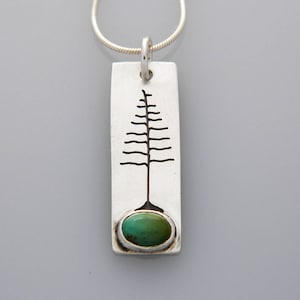 Silver jewelry, silver tree necklace, nature jewelry with turquoise &quot;Solstice Tree&quot; necklace