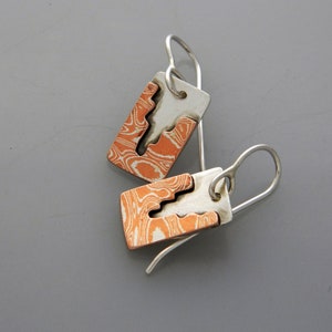 Mixed metal jewelry Little Canyons mokume earrings image 1