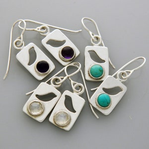 Silver jewelry, Silver earrings, Bird earrings with turquoise, turquoise earrings