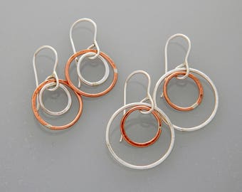 Mixed Metal earrings "Eclipse"  hoops