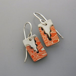 Mixed metal jewelry Little Canyons mokume earrings image 3