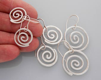 Spiral schmuck, silber schmuck- silber spiral ohrringe, kleine spiral ohrringe, wirbel