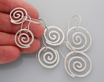 Spiral jewelry, silver jewelry- silver spiral earrings, small spiral earrings, swirls