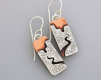 Mixed metal jewelry "Silver Canyons" landscape jewelry