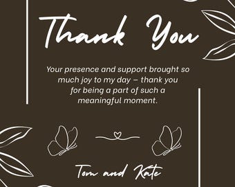 Biglietto di ringraziamento per matrimonio illustrato bianco