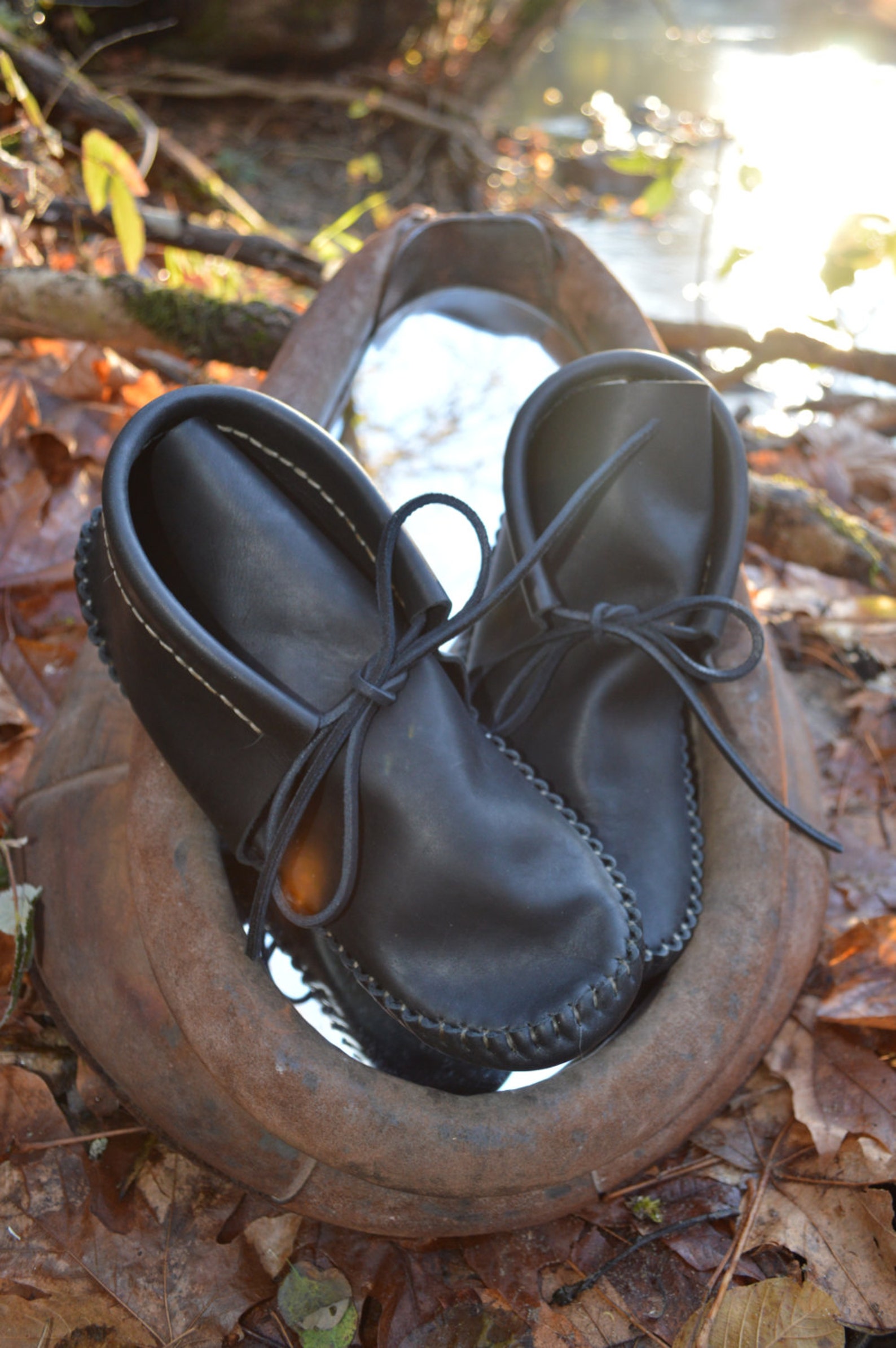 handmade leather moccasin boots