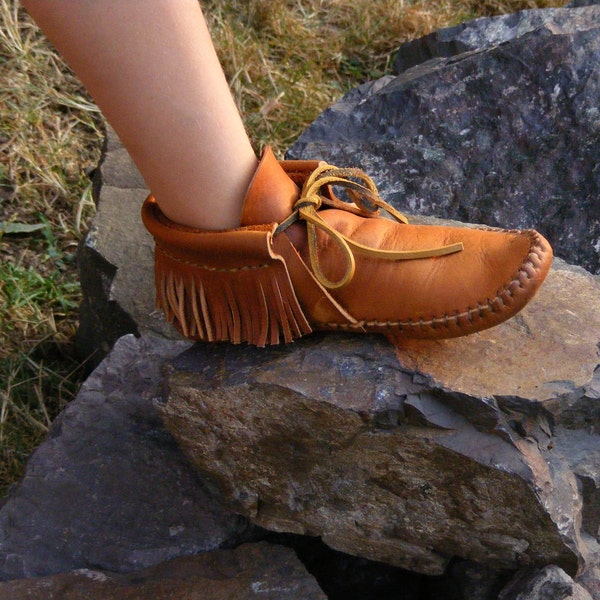 Leather Boots and Moccasins Handmade Buckskin Moccasin Leather Fringe Indian Mountain Men Rendezvous Hunting Hiking Made In Oregon Sinew