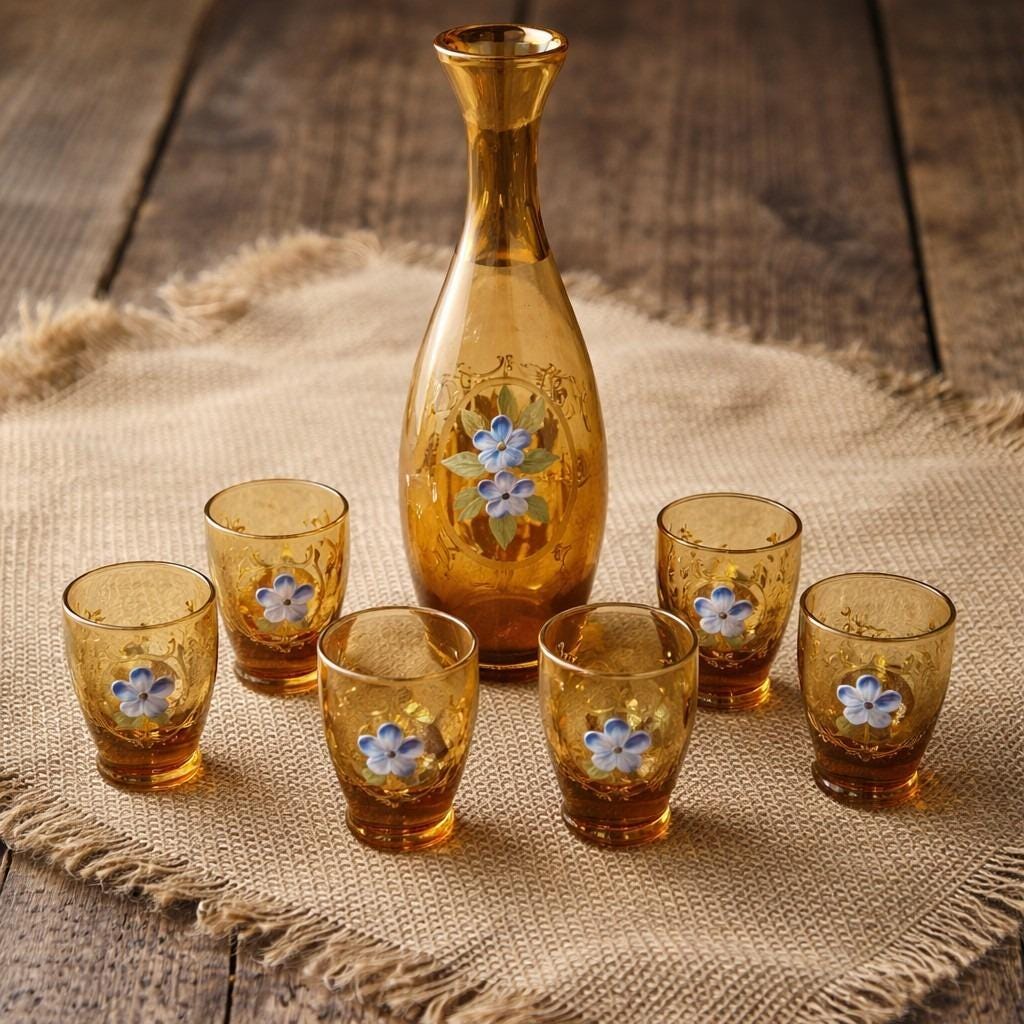 Venetian Murano Glass Decanter Set - Etsy