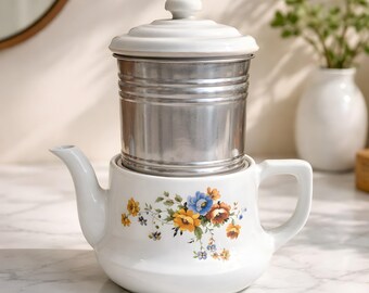 Vintage Three Drip-O-Lator coffee/tea pot Enterprise Aluminum Co. Floral Pattern
