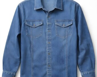 Woolrich Vintage Damen Denim Snap Down Langarmshirt - Größe Large