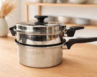 ROYAL PRESTIGE 3-delige set roestvrij staal titanium 3 qt. Pan, deksel, stomer