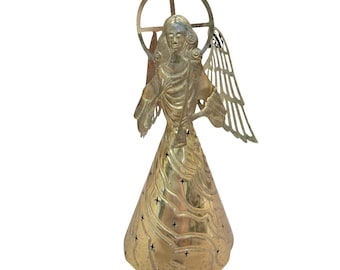 1984 Gallery Originals doorboord gouden metalen engel kerstboomtopper vintage