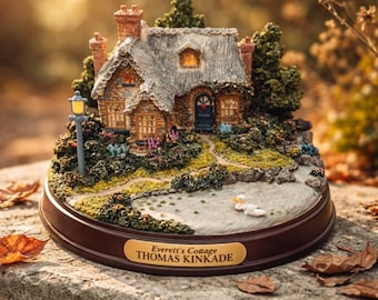 Figura coleccionable iluminada de la cabaña de Everett, de Thomas Kinkade, "Recuerdos del hogar"