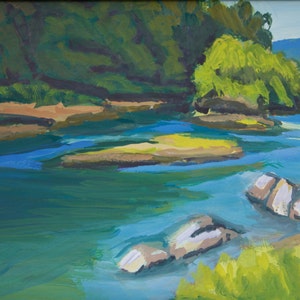 Landscape Painting Summer Day at Greenwaters Park Willamette River Oregon Sherri McDowell Artist