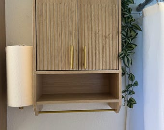 Adjustable Shelf Narrow Bathroom Wall Cabinet with Towel Rack