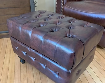 Rectangular Storage Ottoman Coffee Table, Velvet Tufted Footstool, Space Saving Toy Box Stool