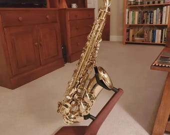 Wooden Saxophone Stand Handmade Solid Wood Floor Holder for Alto & Tenor Sax