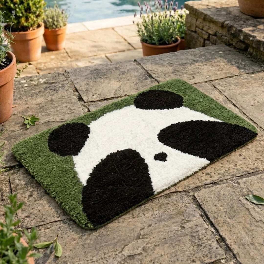 Panda Rug Tufting Cute Panda Tufted Rug, Cartoon Bath Mat Non Slip, Kawaii Animal Carpet ...