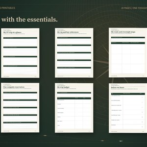 Agenda di viaggio in camper stampabile, prenotazione campeggio, itinerario di viaggio, lista di controllo per la preparazione dei bagagli e budget, 20 pagine, formato A4, A5, Letter immagine 2